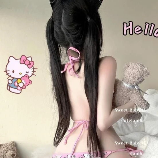 Женский комплект бикини с принтом Hello Kitty милый купальник для отдыха в бассейне