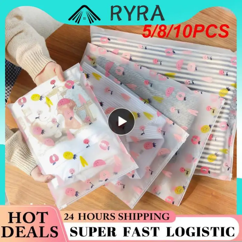 

5/8/10PCS Makeup Underwear Zipper Portable Organizer Pouch Portable Fruit Clothing Clothes Storage Bags Travel Transparent