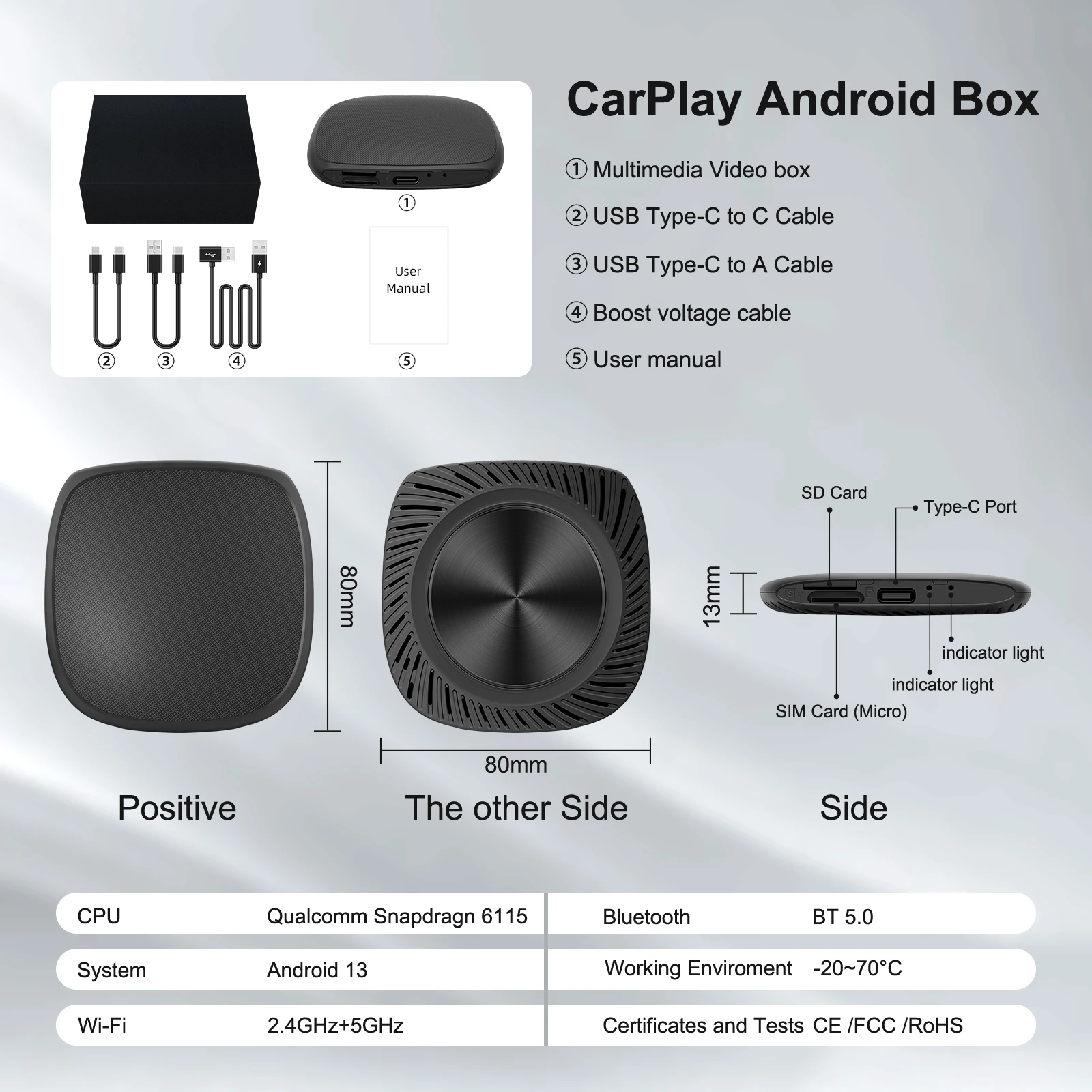 Ezonetronics CarPlay Android Ai Box Проводной к беспроводному carplay Android Восьмиядерный процессор 4G + 64G 8G + 128GP Поддержка Plug and Play Выход HDMI (art.: 3920d025e37ab) - 3920d025e37ab