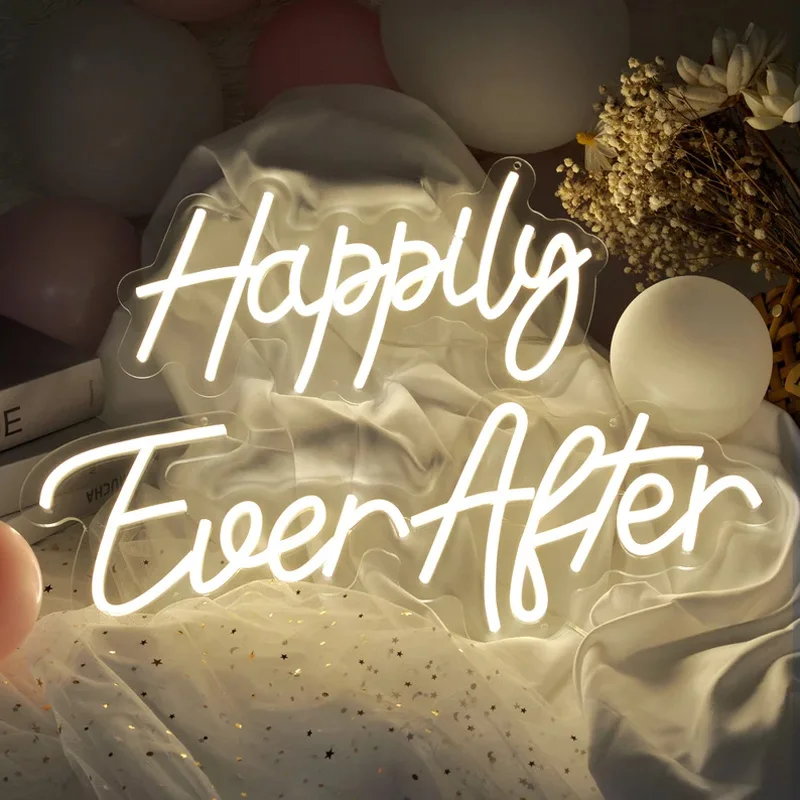 

Custom Led Neon Sign for Happily Ever After Home Room Decor Flexible Neon Light Sign Wedding Night Lamp Wish Decoration