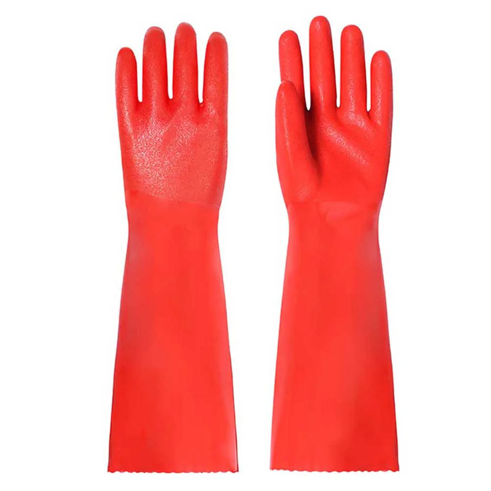 

1 Pair Dishwashing Gloves Thicken Kitchen Cleaning Gloves Non-slip Housework Gloves for Daily Use (Length 40cm, Red)