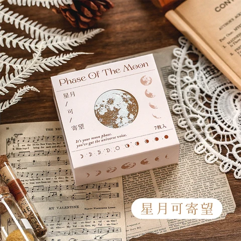 YOOFUN 7PCS/Set Plants Vintage Fases da Lua Padrão de madeira Carimbo de borracha de madeira para scrapbooking artesanato DIY DIY