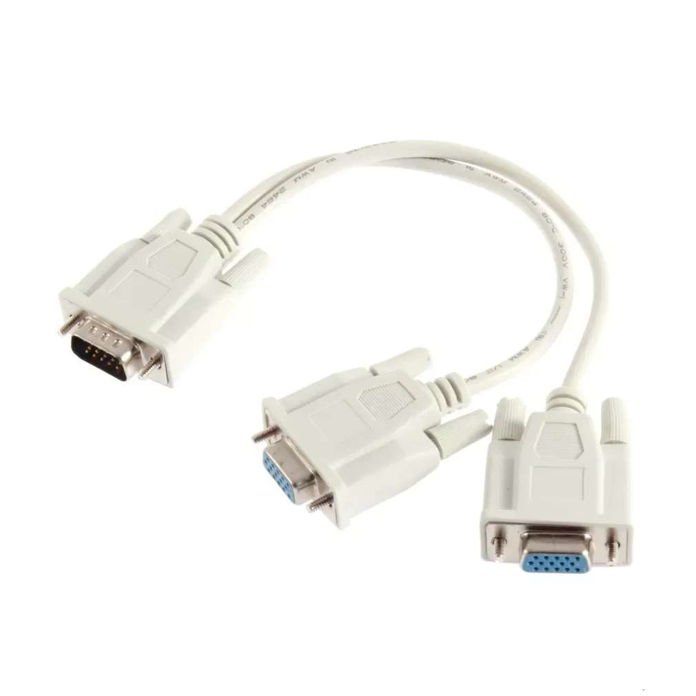 

Male VGA to 2 Female VGA Splitter Cable 2 Way VGA SVGA Monitor Dual Video Graphic LCD TFT Y Splitter Cable Lead
