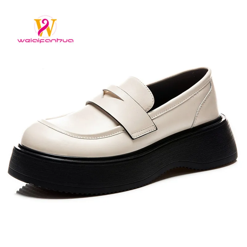 

Spring Shoes Female British Style Thick-soled College Style Casual Loafers Genuine Leather Fashion Shoes Girls WHSLE MTO shoes