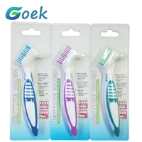 10pcs denture cleaning brush rubber handle soft multi layered oral care tool false teeth brush y shape