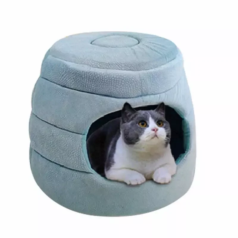 

Дышащая подстилка для кошек с покрытием, подстилка для кошек с капюшоном, трансформируемая сотовая пещера, удобная Закрытая палатка для соб...