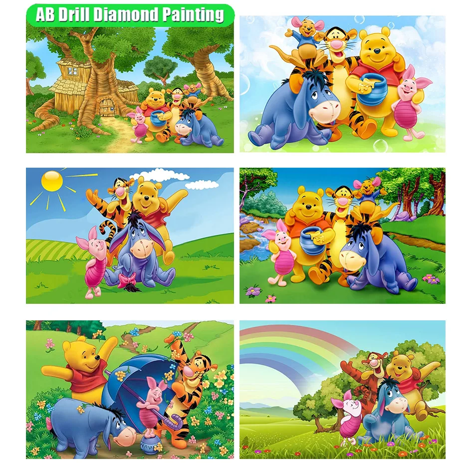 

5D Ab Diamond Painting The Disney Winnie The Pooh Embroidery Cross Stitch Craft Art Full Drill Mosaic Resin Handmade Decor Ll236