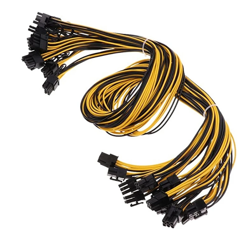 

Pcie 6Pin To 8Pin(6+2) Male To Male PCI-E Power Cable For GPU Power Supply Breakout Board For Ethereum Mining 12Pcs