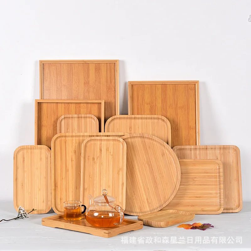 Bamboo Wooden Tray Square Tea Set Simple Japanese Style Home Hotel Restaurant Fruit Wholesale - Бамбуковый лоток из дерева квадратной формы для чая в японском стиле для дома, гостиницы, ресторана и оптовой продажи фруктов.