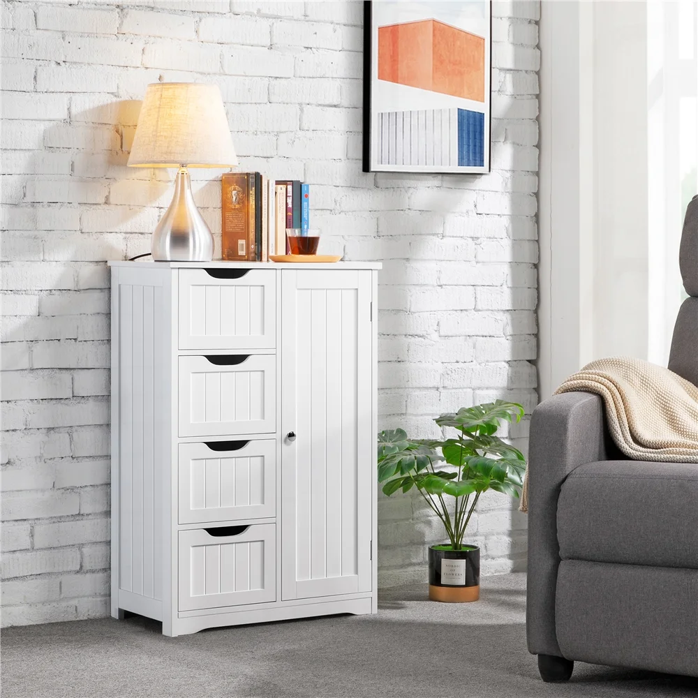 White Wooden 4-Drawer Storage Cabinet 2
