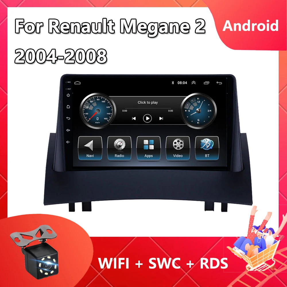 

Автомагнитола 2 Din, 4G, Android 11, мультимедийный видеоплеер для Renault Megane 2 2004-2008, Bluetooth, GPS-навигация, FM, OBD