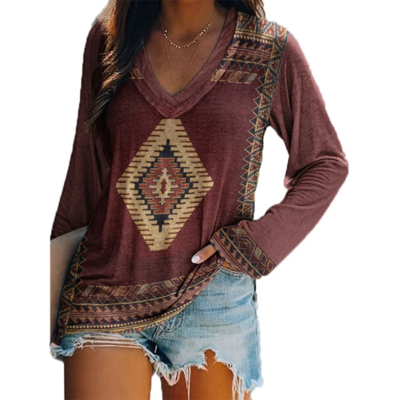 

Autumn and winter 2021 the new jacket with national wind positioning printing long-sleeved T-shirt female, hai,0119-8