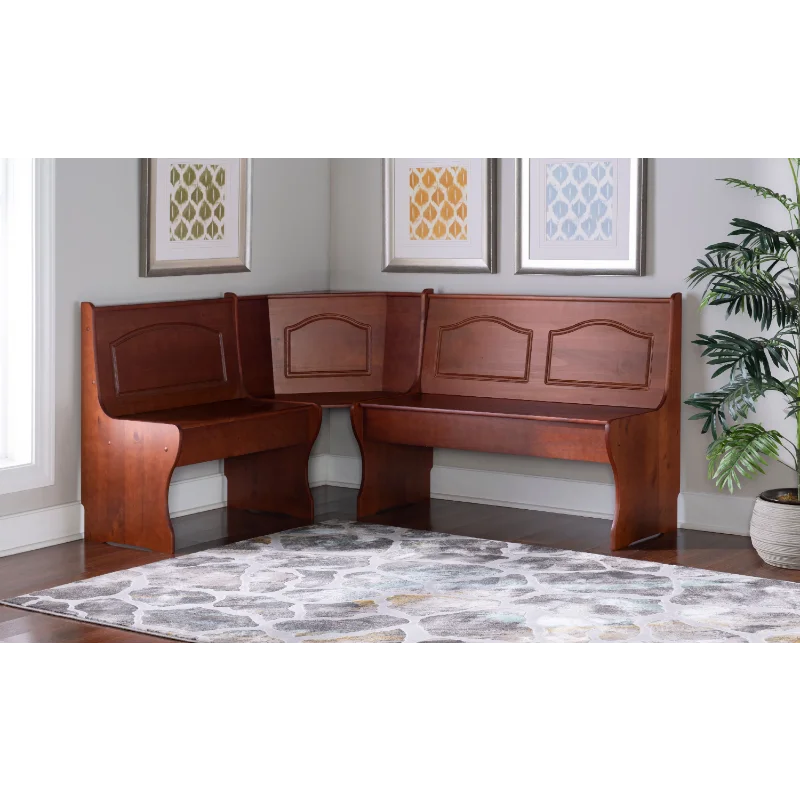 

Linon Varden Corner Dining Breakfast Nook with Storage, Seats 4 (Table Sold Separately), Walnut Finish