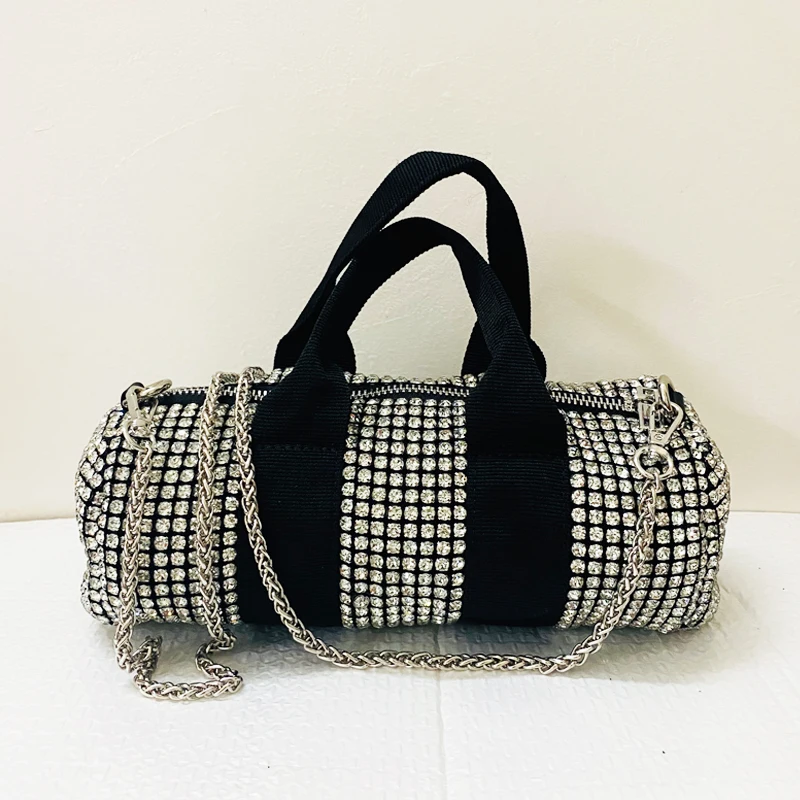

Boston Pillow Diamonds Purse Designer Luxury Handbag For Women 2023 New Fashion Shiny Rhinestone Ladies Shoulder Crossbody Bag