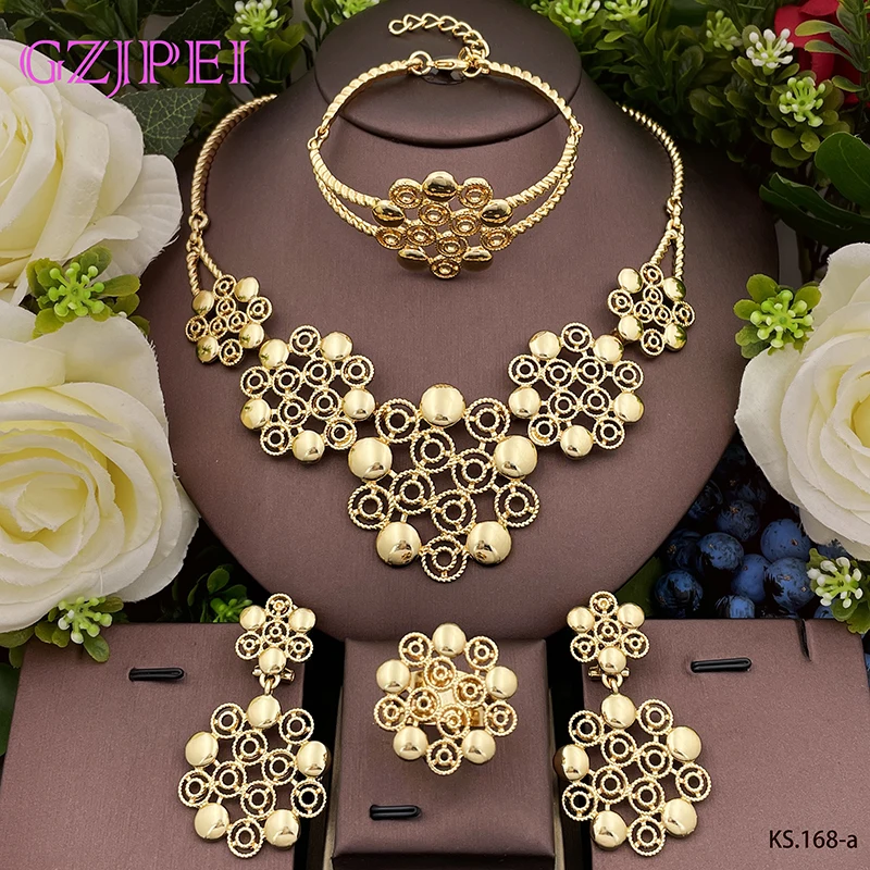 

Jewelry Sets For Women 18k Gold Plated Jewelry Necklace Sets ensemble de bijoux en plaqué or italien Wedding Party Gift