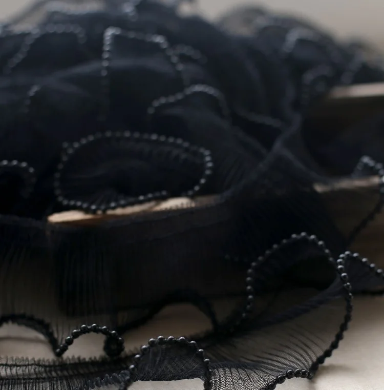 7 см 4 м/лот красивая белая сетка с оборками кружевная отделка одним краем