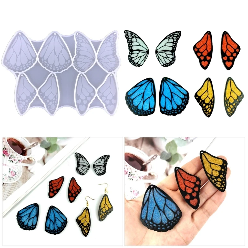 

Resin Jewelry Molds Earring Silicone Molds Butterfly-Wing Epoxy Resin Casting Molds with Hole for DIY Pendant,Keychains Y08E