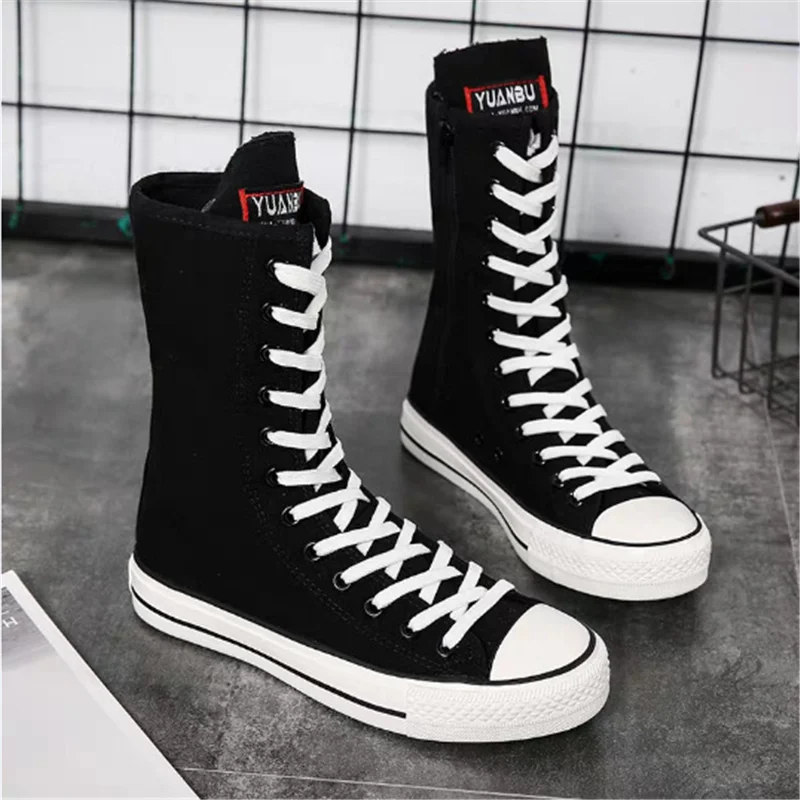 

Classic Brand Design Women Canvas Shoes High Top Platform Canvs Sneakers Breathable Female Zipper Comfortable Flat Boots