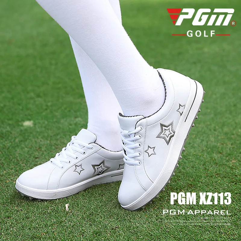 PGM Women Golf Shoes Leisure Fixed Nail Waterproof Sneakers Women Non-Slip Small White Girls Sports Shoes XZ113