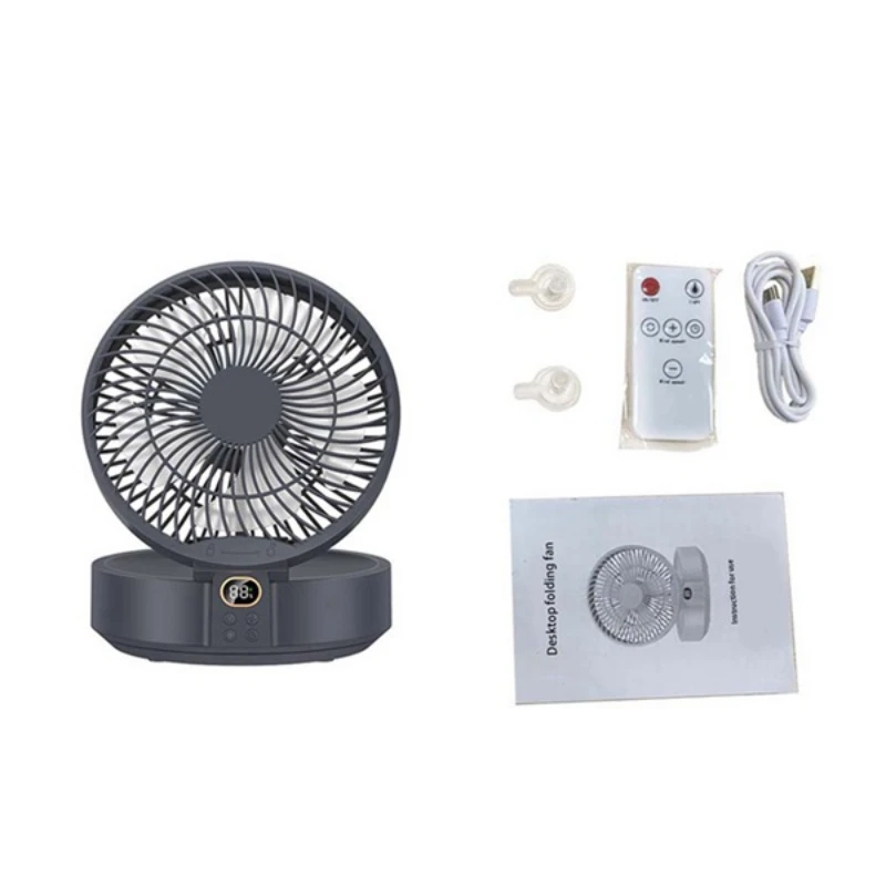 

Remote Control Wireless Circulation Air Cooling Fan with LED Light Folding Electric Ventilator Table Fan, B