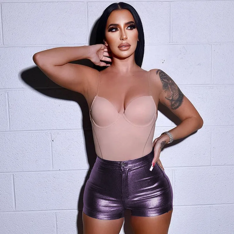 European And American Women's 2023 Summer New Pu Metallic Street Pocket Tight Women's Shorts