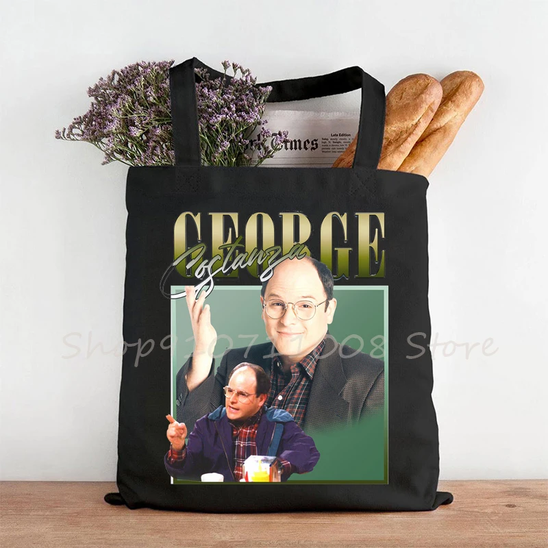 

Винтажная сумка для покупок GEORGE для фанатов Seinfeld, Сумка с забавным принтом для мужчин и женщин, Мужская Холщовая Сумка на плечо в стиле 90-х дл...