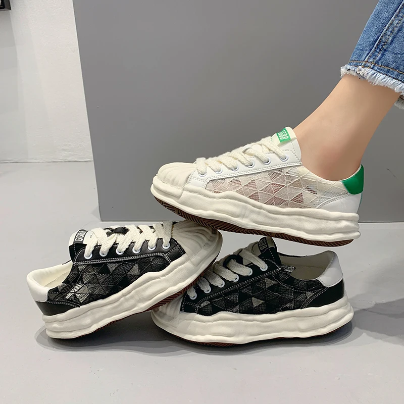 

Women's Sneakers With Platform Shoes Tennis Female Woman-shoes Thick Sole Mesh Trainers Fashion Roses 2022 Casual Solid Cross-ti