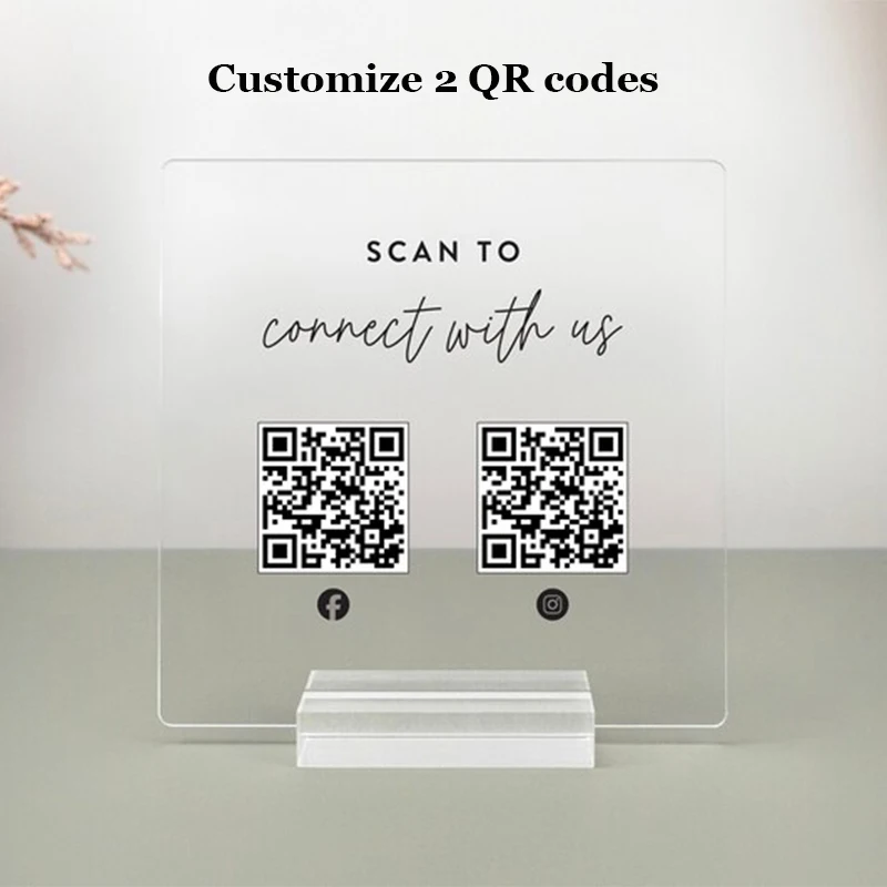 

Акриловый знак с QR-кодом для бизнеса, индивидуальный знак для сканирования и оплаты для приложения Venmo/PayPal/Cash, декор для рабочего стола, социальная среда
