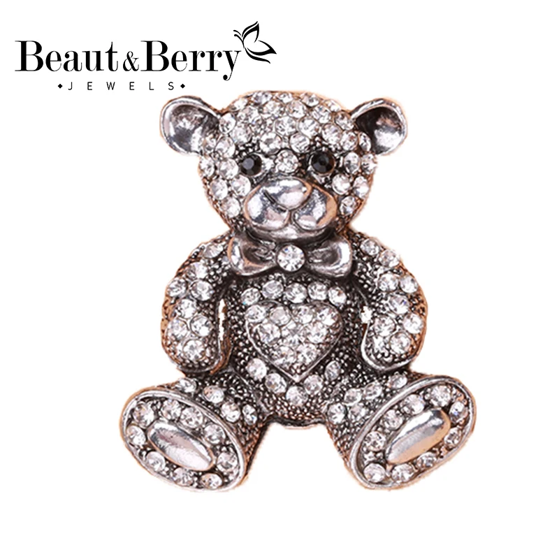 

Beaut&Berry Classic Wear Bear Brooches For Women Lady Czech Rhinestone Animal Office Party Brooch Pin Gifts