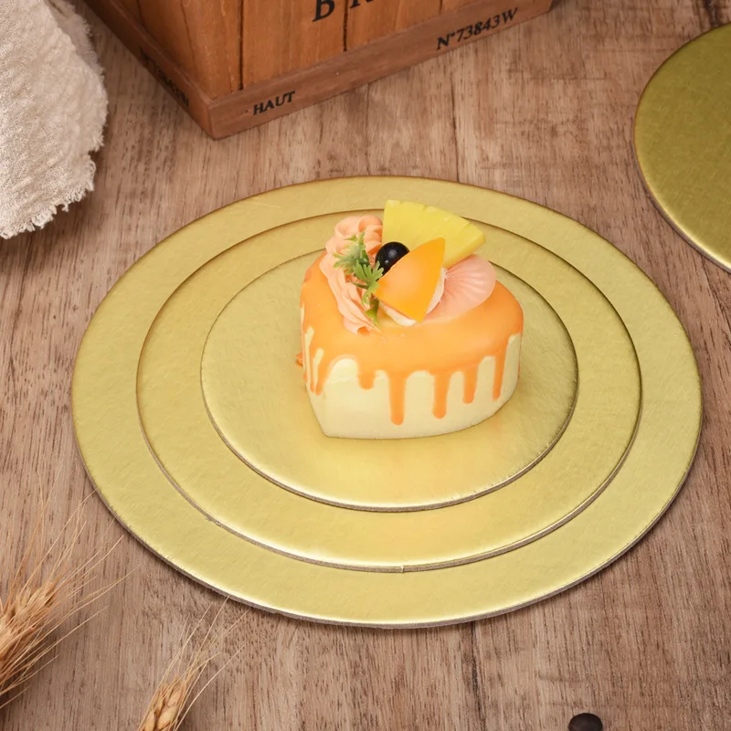 10Pcs Round Cake Circle Cardboard Cake Drums Cake Base Plate Board Turntable Tiramisu Mousse Cake Cheesecake Snack Gold Silver