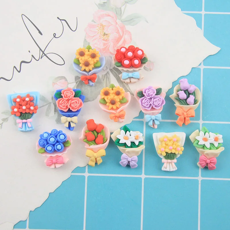 

Resin Flower Bouquet Flat Plastic Mini Accessories Scrapbook Cell Phone Case DIY Hairpin Decoration Supplies