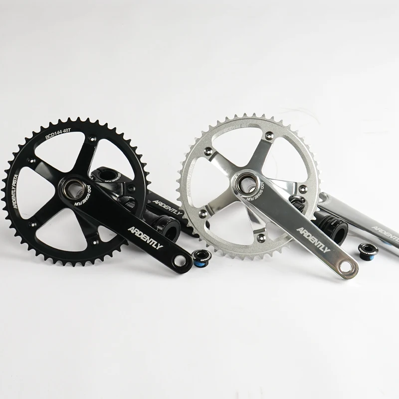 Ardenly Bicycle Hollow Integrated Crankset Fixe Gear Crank 48T 165mm Track Single Speed Bike Crank Set BCD144mm Alumniun With BB