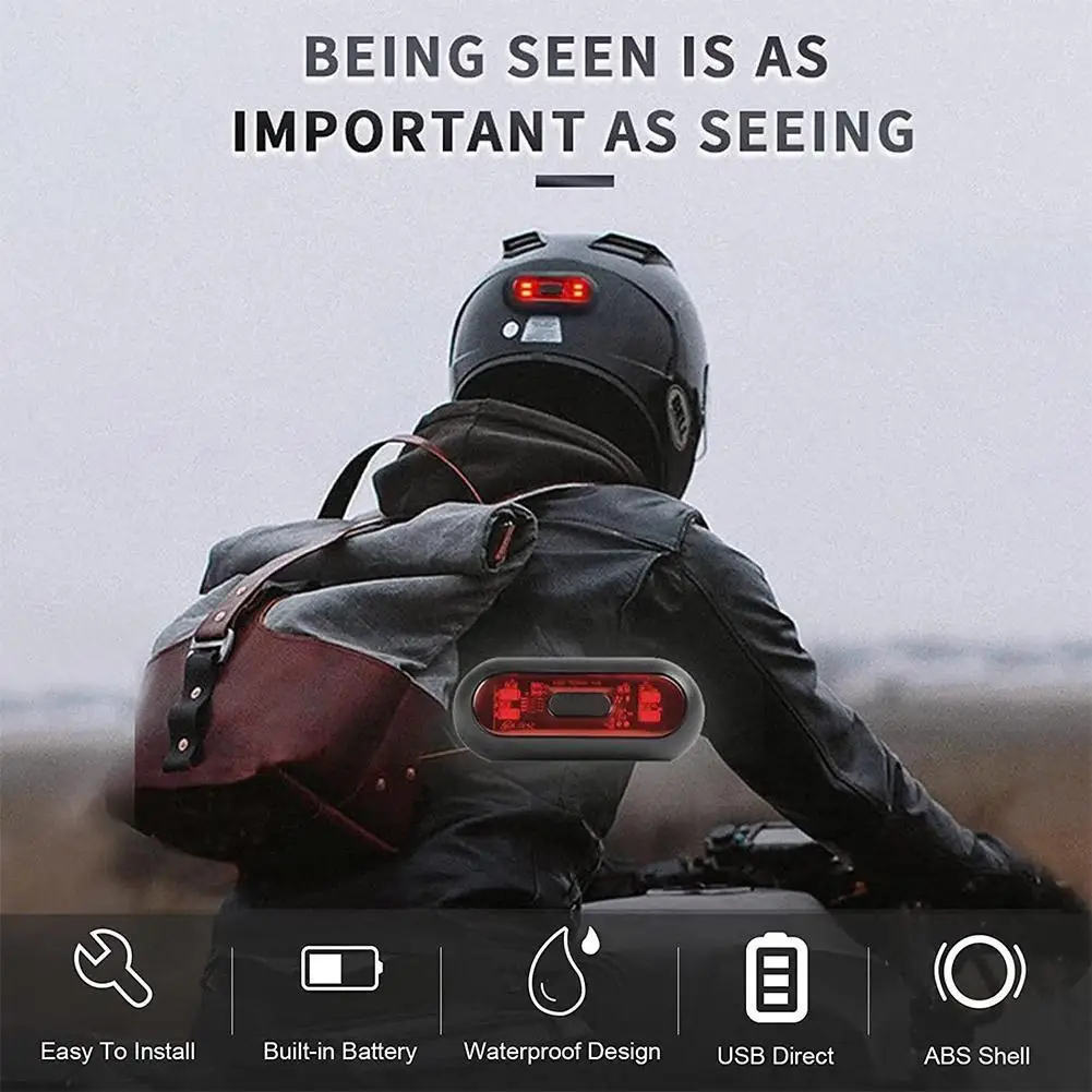 

Motorcycle Helmet Taillight USB Rechargeable Modified Ipx6 Safety LED Rear Helmet Warning Taillamp Bicycle Lamps Signal Lam F6F5
