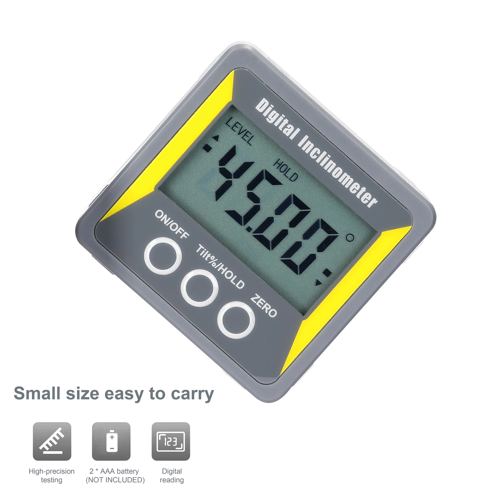 

Инклинометр портативный с ЖК-дисплеем, 4 х90 °, практичный транспортир, магнитная линейка для деревообработки, автоматическое отключение