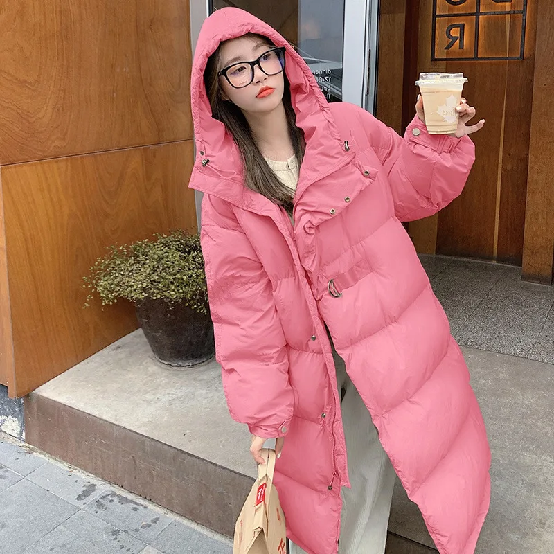 New Cotton Clothes Loose Fashion Down Cotton Clothes Female Winter Thickening Medium-length Section with Cap Thin Cotton Jacket