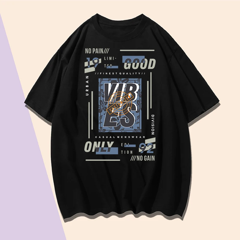 

Printing T Shirt Creativity Art Letters Short Sleeve Round Neck Loose T Shirt L XL XXL XXXL Black Cotton Casual Clothing