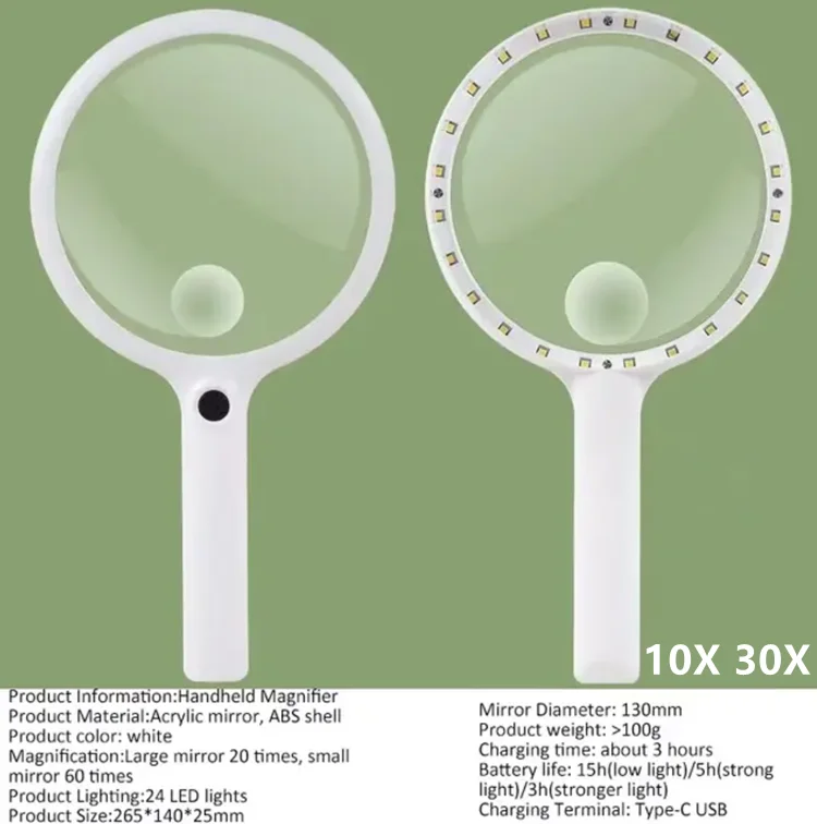 

FUCHU Портативная ручная лупа 10X 15X 30X с подсветкой