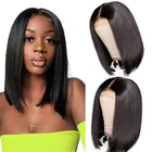 Парик Короткий Боб, прямые парики из человеческих волос, парик с прямой застежкой, T-образные прозрачные бразильские парики из человеческих волос для женщин, парик без повреждений