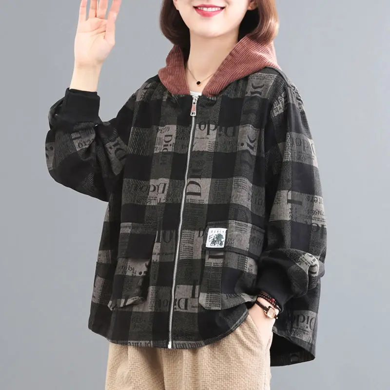 Middle-aged Mothers Short Cotton Coat 2023 Spring And Autumn Women Fashionable Casual Hooded Jacket Coat Warm Jacket T461