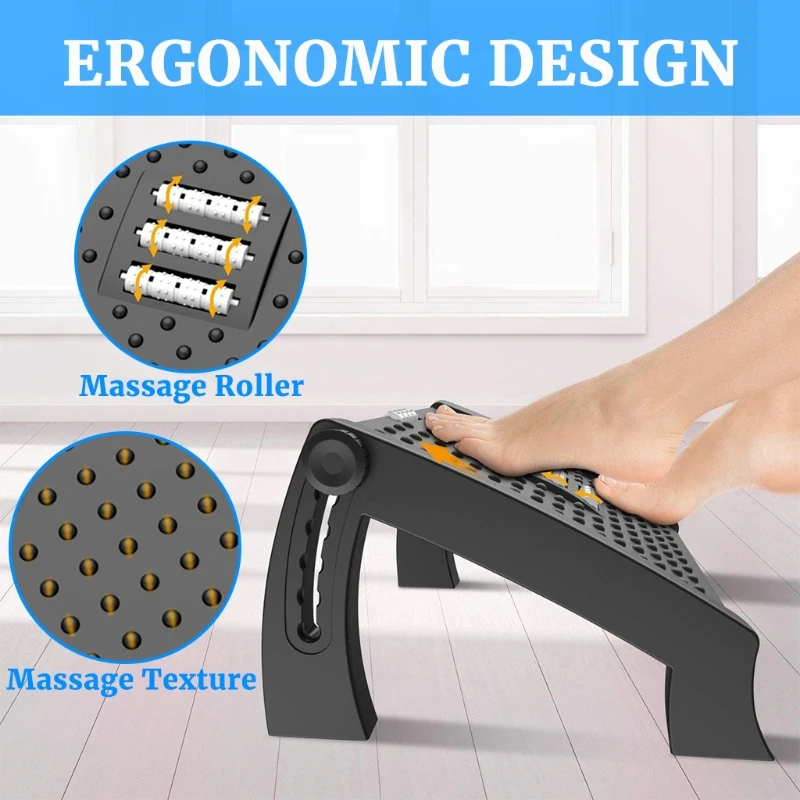 

Under Desk Footrest, Ergonomic Foot Stool with Massage Rollers Max-Load 120Lbs Desk Leg Rest Pain Relief for Home Office Work