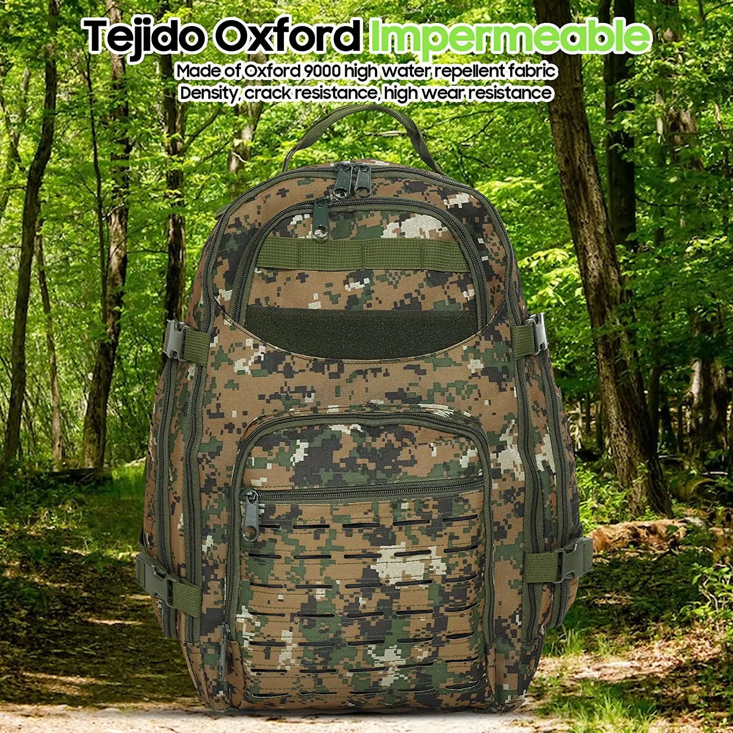 TONGJM Tactical Backpack Military MOLLE Backpack Lightweight Mountaineering Bag Unisex Hunting Camping Trekking (Jungle digital)