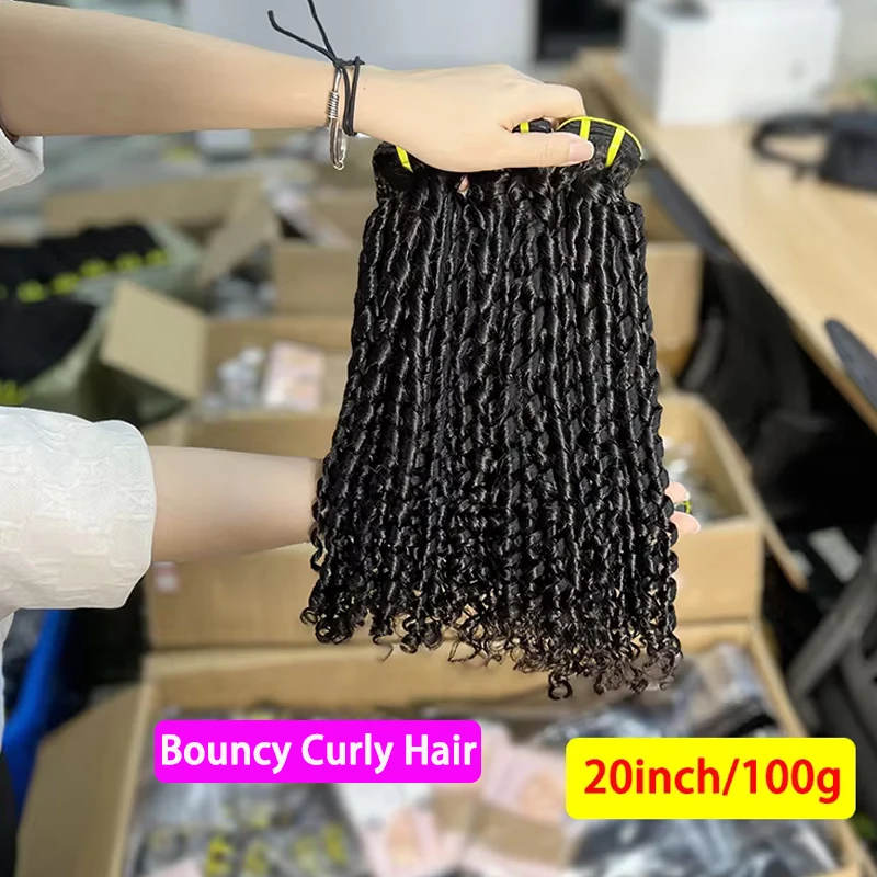 Плетение волос Pixie Curl пучки человеческих супер двойные нарисованные вьющиеся