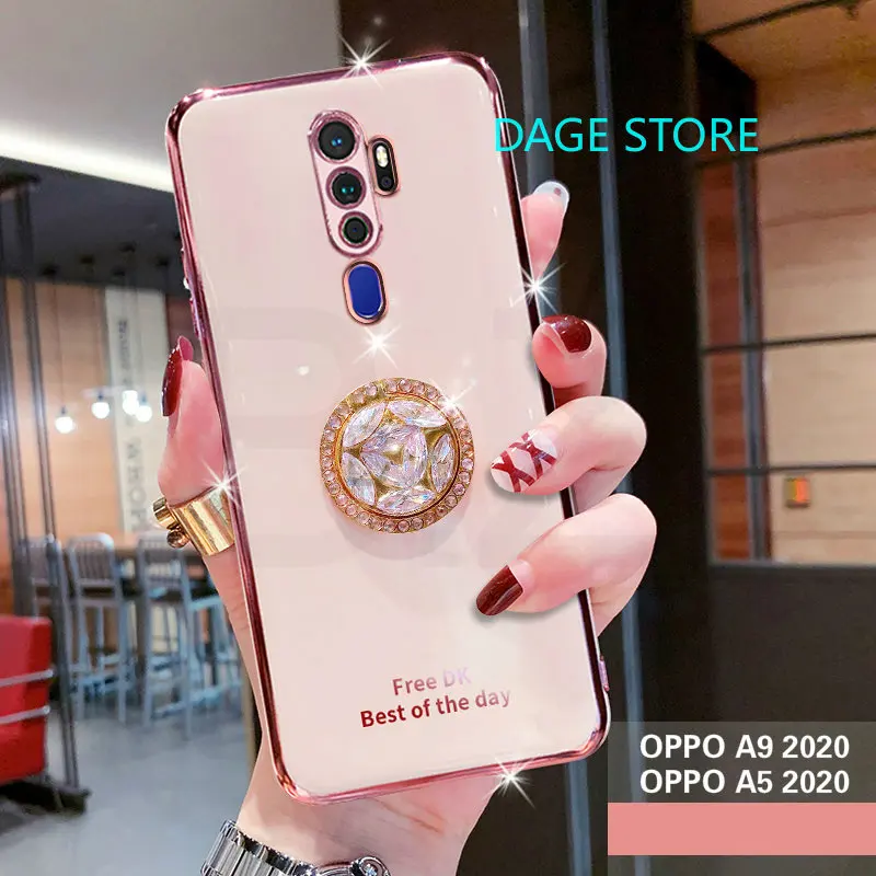 

Чехол для телефона OPPO A5 2020 / A9 2020 с гальваническим покрытием, блестящий прозрачный чехол-держатель, мягкая задняя крышка из ТПУ