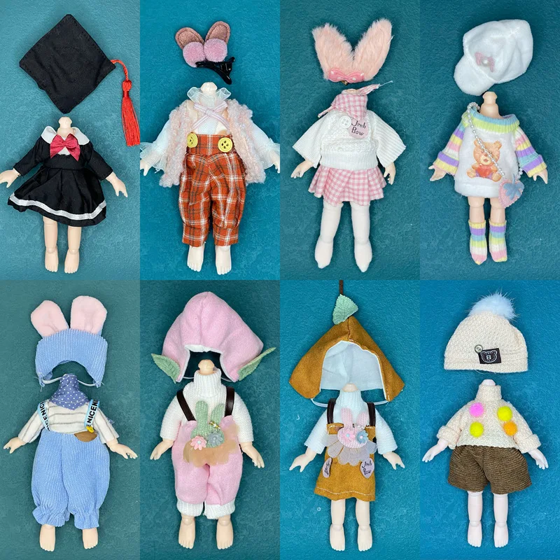 

17cm Humanoid Doll 1/8 Bjd Doll Changing Dress Ob11 Baby Clothes Suit Uniform 6 Inch Cute Clothes Birthday Gifts for Girls Kids