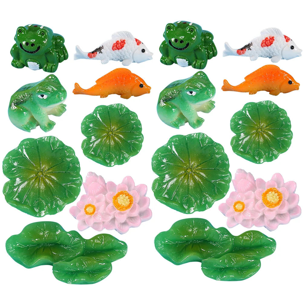 

Mini Lotus Miniature Garden Goldfish Decor Lily Frog Ornament Pads Artificial Decorationresin Water Landscape Ornaments Flower