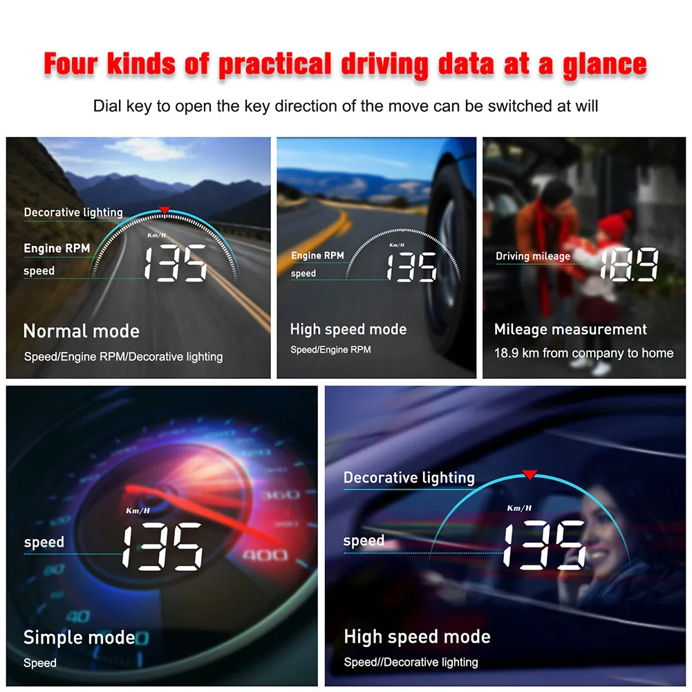 

Quality Car Digital Alarm HUD Battery Voltage Mileage / Automatic Power