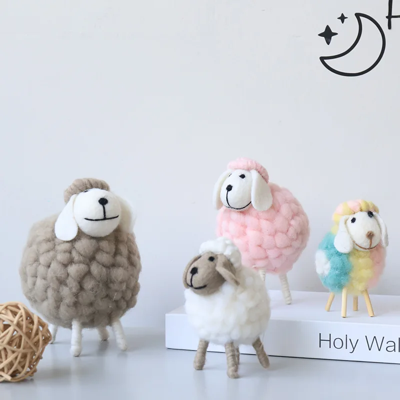 

Cute Sheep INS felt sheep creative home bedroom children's room Nordic wine cabinet ornaments Home Decoration