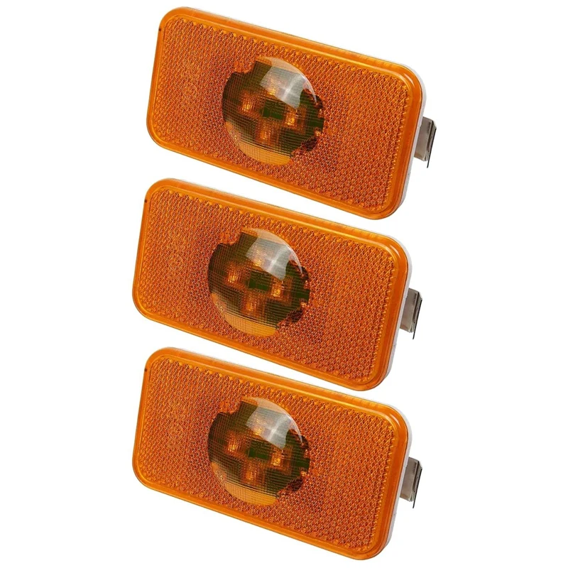 

3X 24V Car Truck LED Side Marker Light Amber Indicator Lamp 4 LED For Volvo Trucks FM/FH