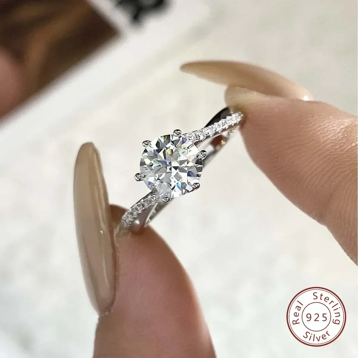 1CT красочные кольца с бриллиантами из муассанита для женщин GRA сертифицированное