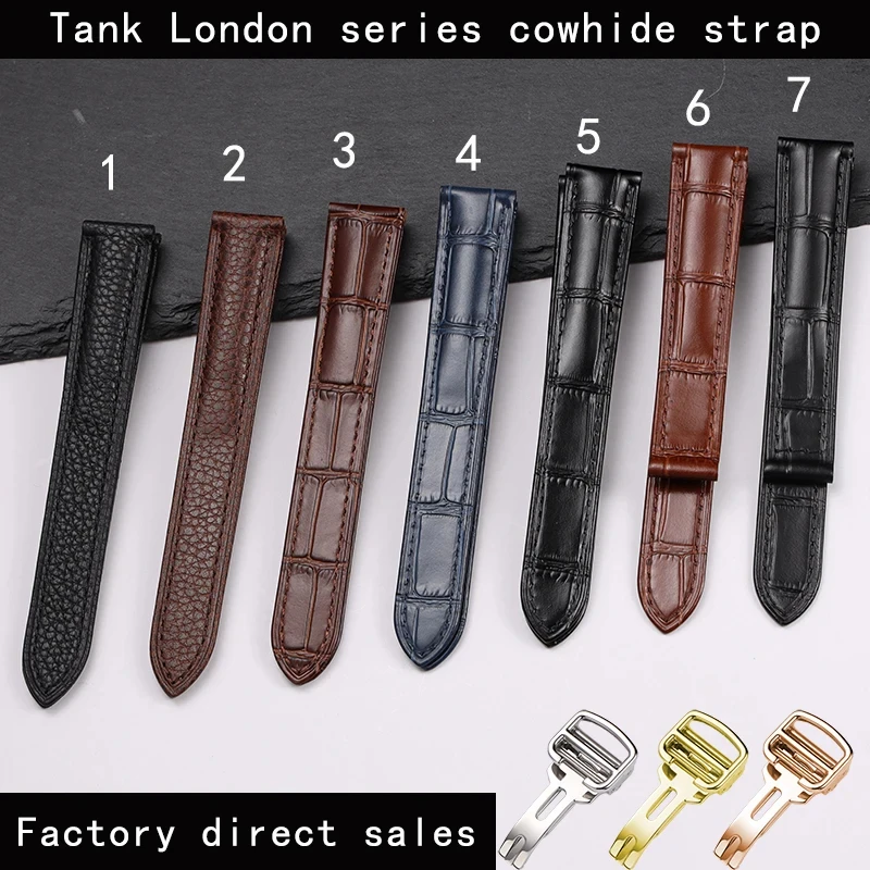 

Watch strap Soft genuine leather High quality suitable for Cartier tank solo London Sandoz Watch strap Durable all steel buckle
